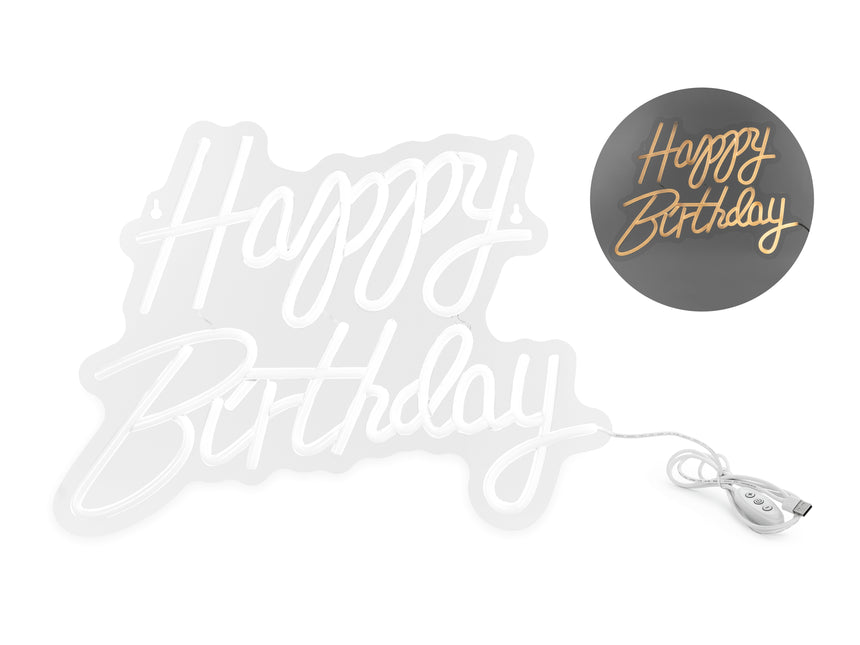 Letra Luminosa Feliz Cumpleaños Blanco 40cm