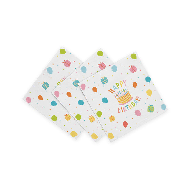 Servilletas Feliz Cumpleaños Tarta 3 Capas 33cm 20pcs