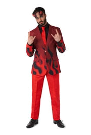 Disfraz de diablo para hombre, rojo, de 3 piezas
