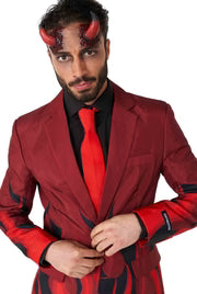 Disfraz de diablo para hombre, rojo, de 3 piezas