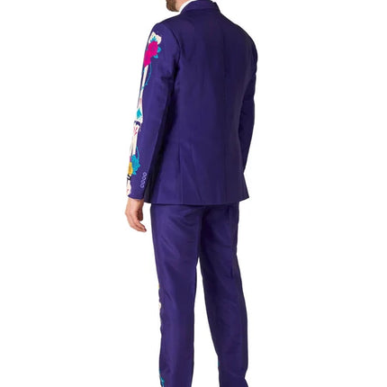 Disfraz de calavera de azúcar para hombre, morado, de 3 piezas