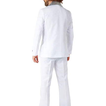 Disfraz de discoteca para hombre, blanco, de 2 piezas