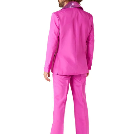 Disfraz de discoteca para hombre, rosa, de 2 piezas