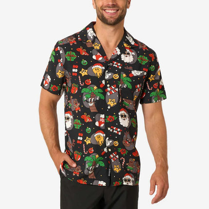 Blusa hawaiana navideña «Merry Jinglejoy» para hombre