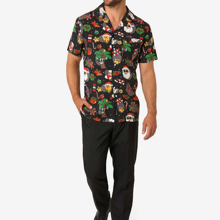Blusa hawaiana navideña «Merry Jinglejoy» para hombre
