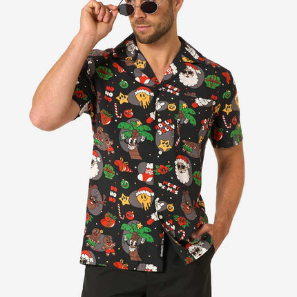 Blusa hawaiana navideña «Merry Jinglejoy» para hombre