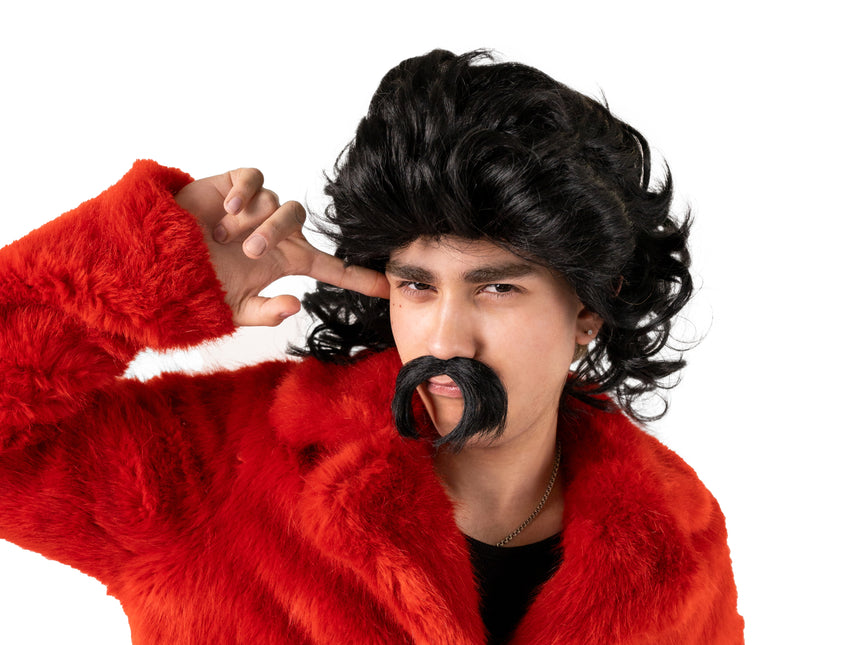 Peluca Negra Con Bigote