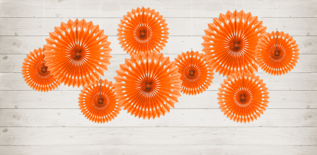 Abanicos de Papel Naranja 25cm 3pcs