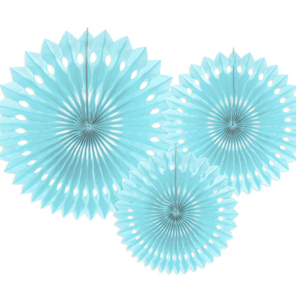 Abanicos de Papel Azul Claro 20cm 3pcs