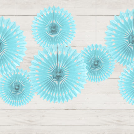 Abanicos de Papel Azul Claro 20cm 3pcs