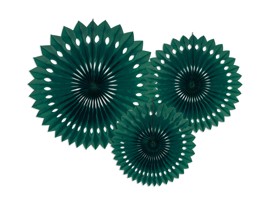 Abanicos de Papel Verde 20cm 3pcs
