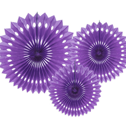 Abanicos de Papel Morados 20cm 3pcs
