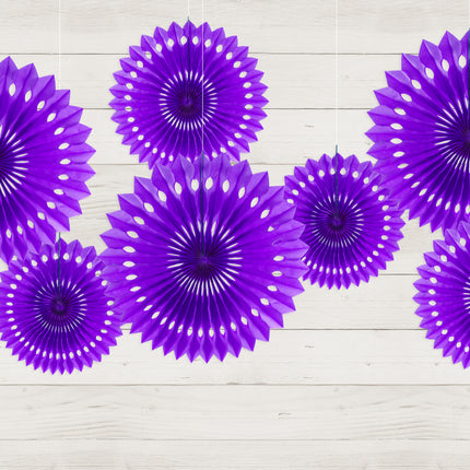 Abanicos de Papel Morados 20cm 3pcs