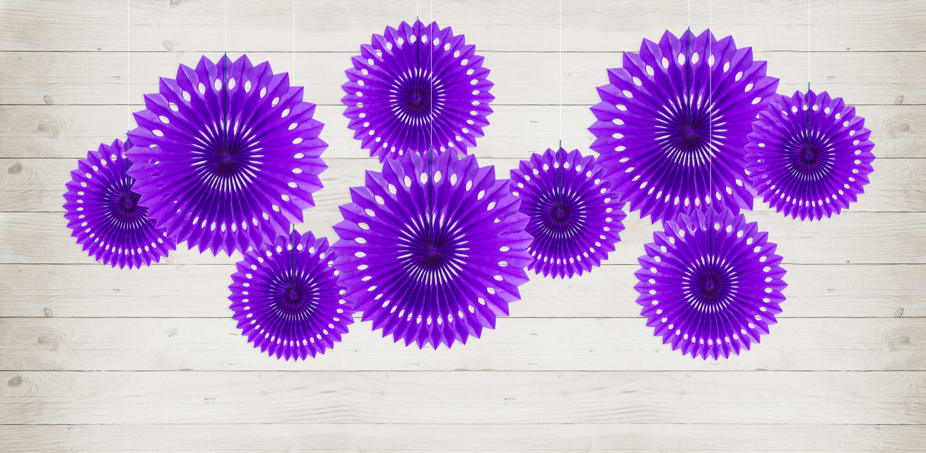 Abanicos de Papel Morados 20cm 3pcs