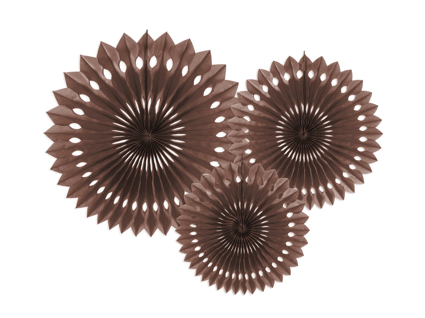 Abanicos de Papel Marrón 20cm 3pcs