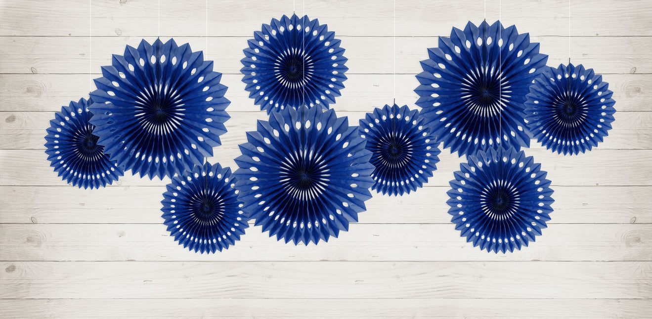 Abanicos de Papel Azul Oscuro 20cm 3pcs