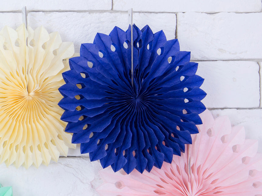 Abanicos de Papel Azul Oscuro 20cm 3pcs