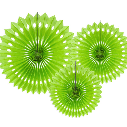 Abanicos de Papel Verde Claro 20cm 3pcs