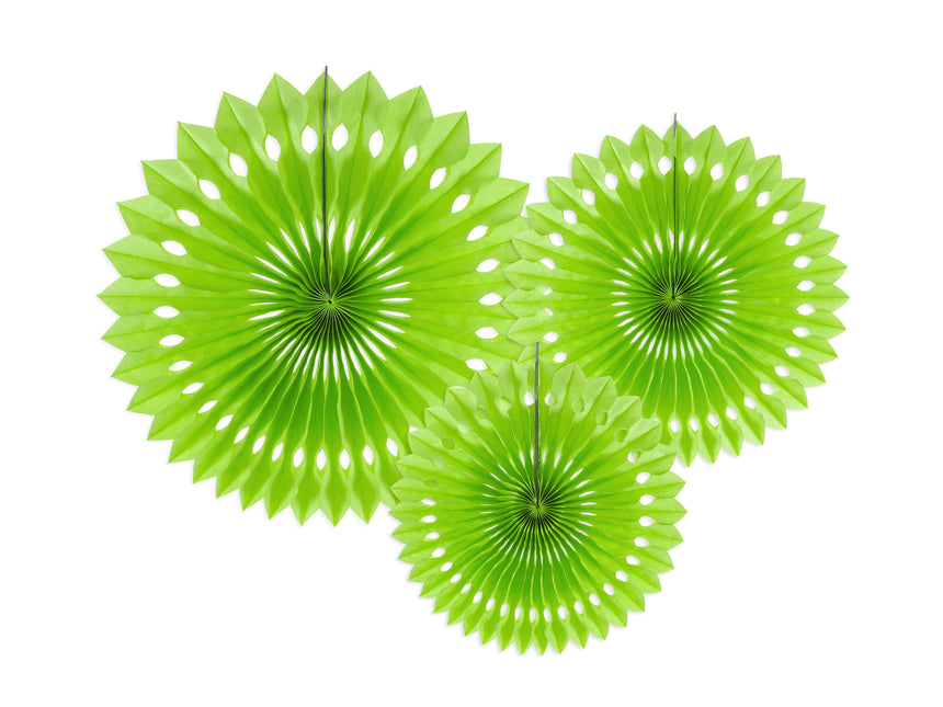 Abanicos de Papel Verde Claro 20cm 3pcs