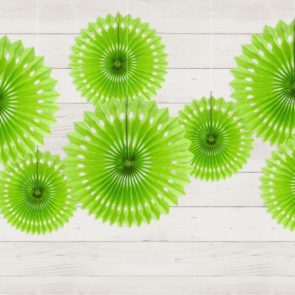 Abanicos de Papel Verde Claro 20cm 3pcs