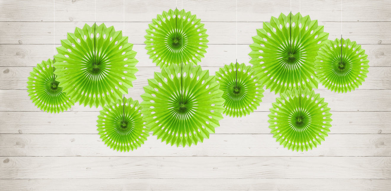 Abanicos de Papel Verde Claro 20cm 3pcs