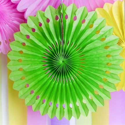 Abanicos de Papel Verde Claro 20cm 3pcs