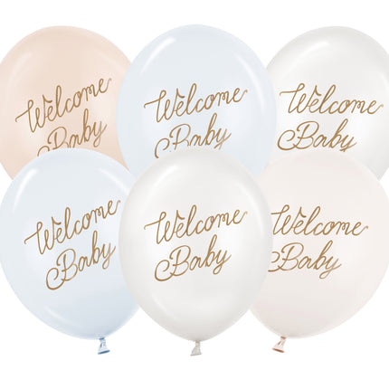 Globos Hello Baby Azul Blanco 30cm 6pcs