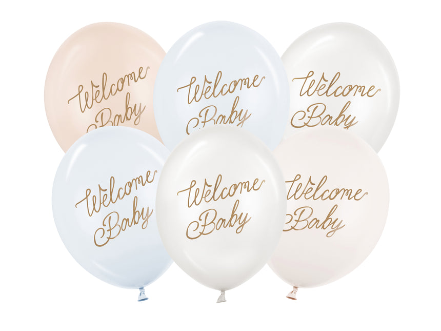 Globos Hello Baby Azul Blanco 30cm 6pcs
