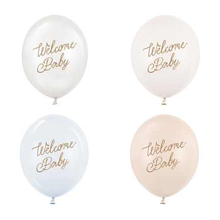 Globos Hello Baby Azul Blanco 30cm 50pcs