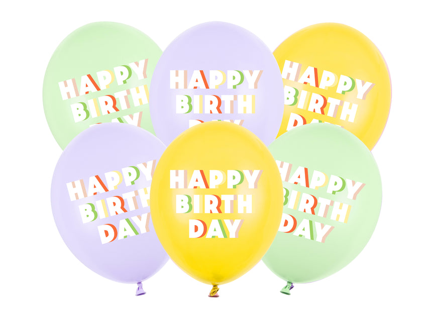 Globos Feliz Cumpleaños Látex de Colores 30cm 6pcs
