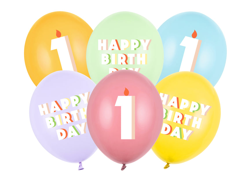 Globos 1 Año 30cm 6pcs