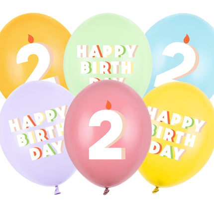 Globos 2 Años 30cm 6pcs