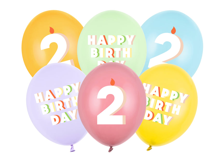 Globos 2 Años 30cm 6pcs