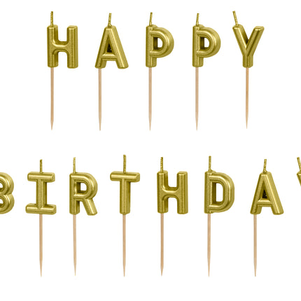 Velas de feliz cumpleaños doradas