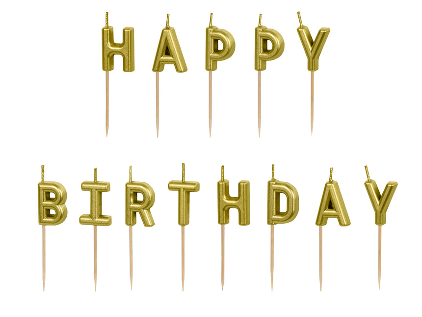 Velas de feliz cumpleaños doradas