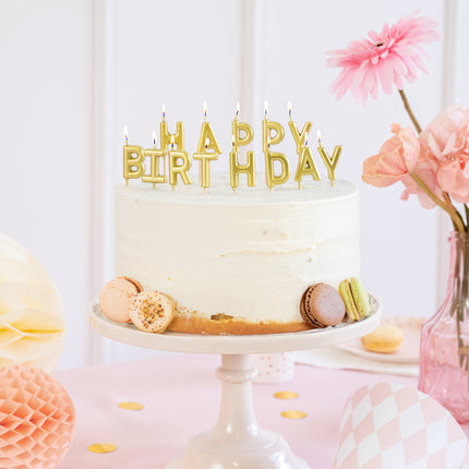 Velas de feliz cumpleaños doradas