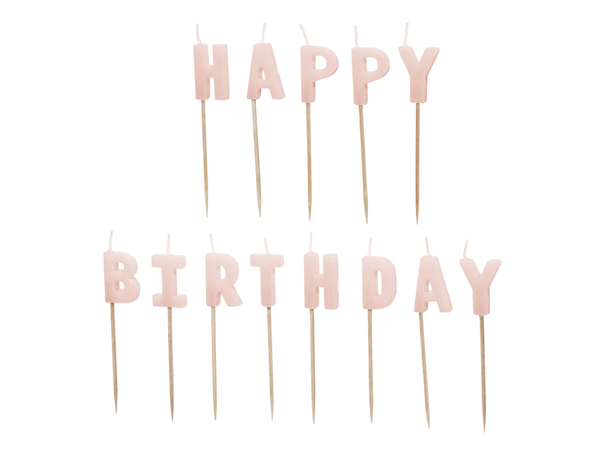 Vela Feliz Cumpleaños Rosa 13pcs