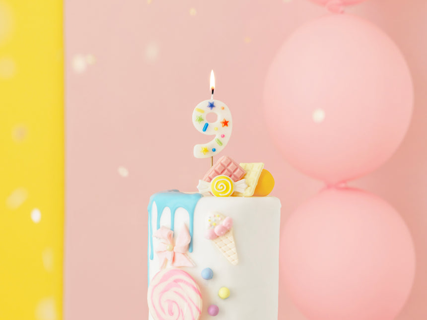 9 Años Vela de Colores 10cm