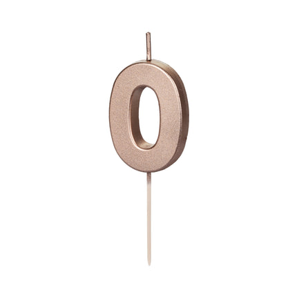 Vela 0 Año Oro Rosa 9cm