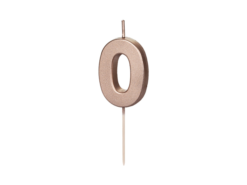 Vela 0 Año Oro Rosa 9cm