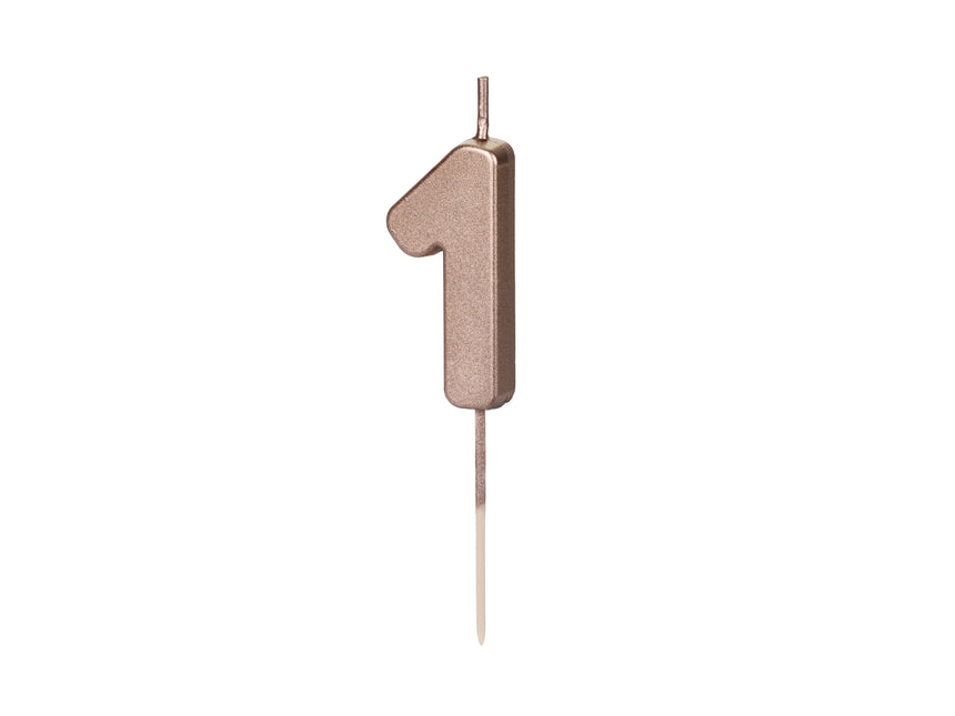 Vela 1 Año Oro Rosa 9cm
