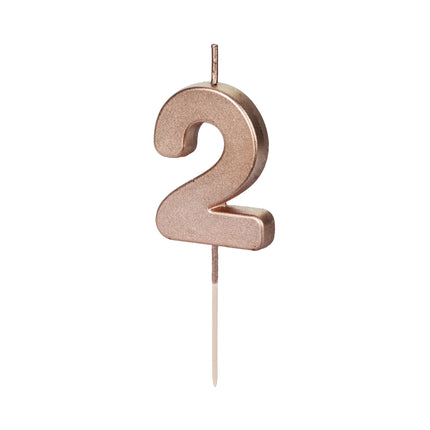 Vela 2 Años Oro Rosa 9cm