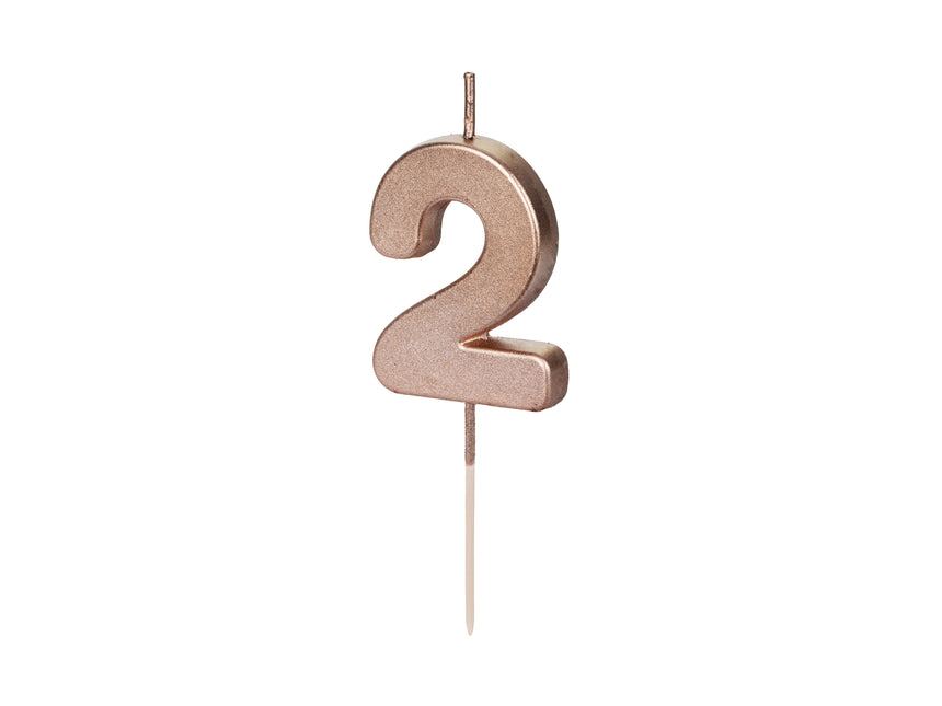 Vela 2 Años Oro Rosa 9cm