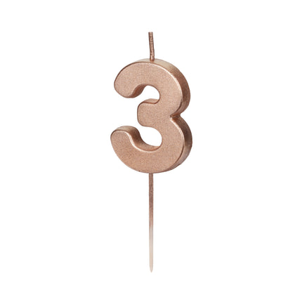 Vela 3 Años Oro Rosa 9cm