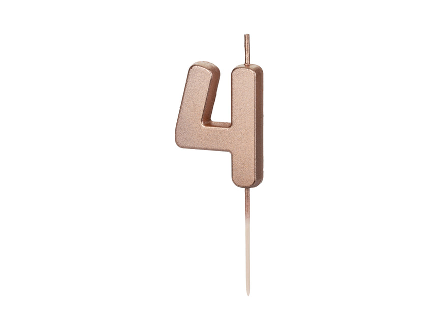 Vela 4 Años Oro Rosa 9cm