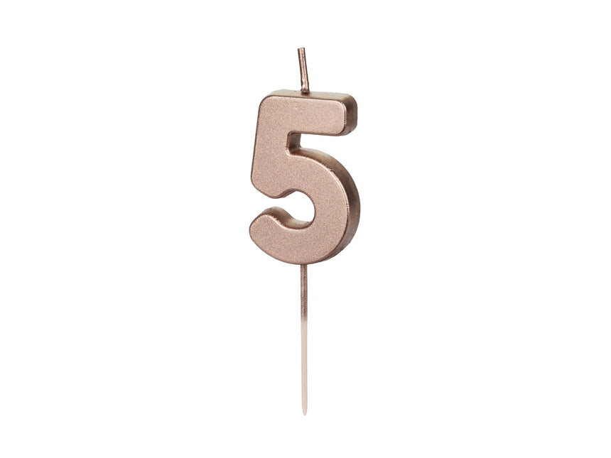 Vela 5 Años Oro Rosa 9cm
