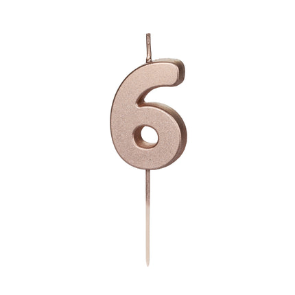 Vela 6 Años Oro Rosa 9cm