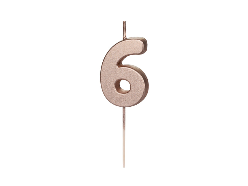 Vela 6 Años Oro Rosa 9cm