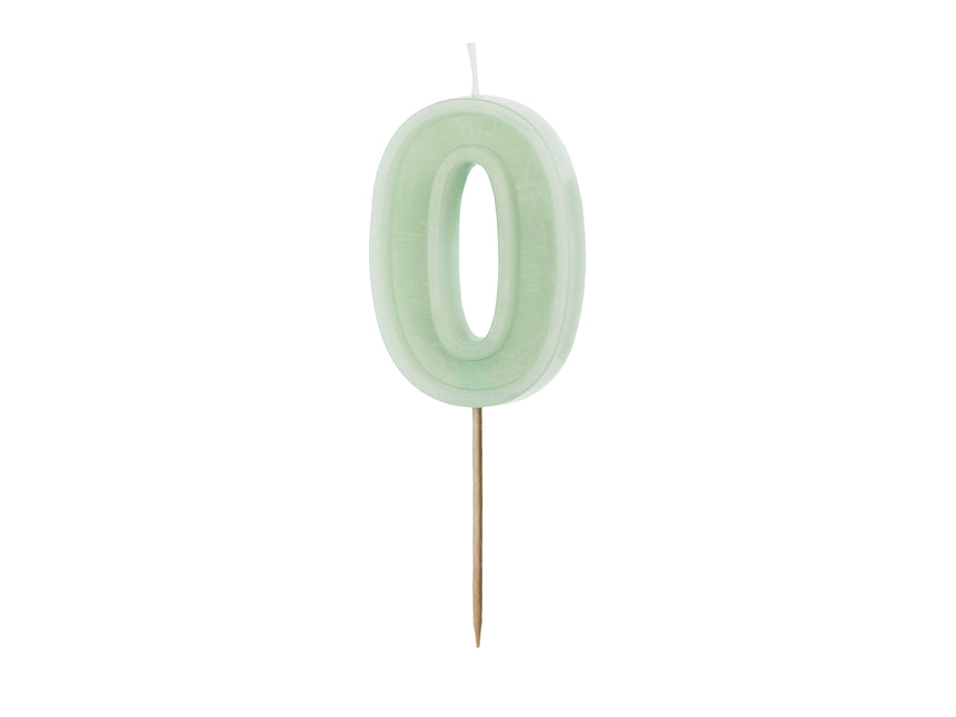 Vela 0 Año Verde Menta 10cm