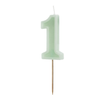 Vela 1 Año Verde Menta 10cm